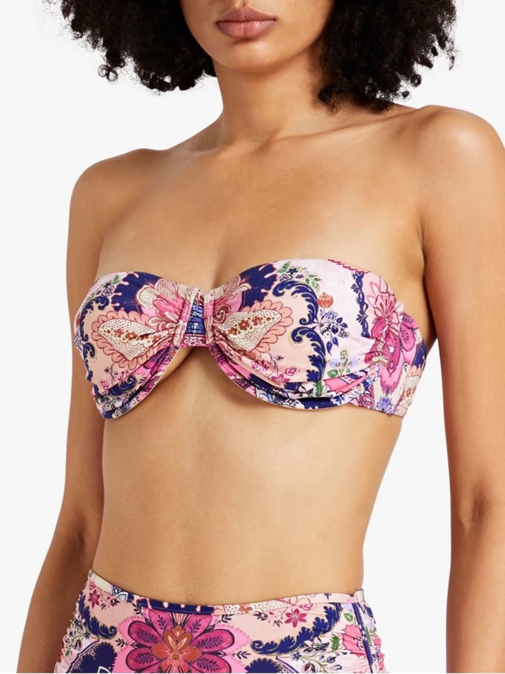 NWT Zimmermann Laurel Pink & Navy Floral Bandeau Bikini Top